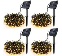 Lunaxinhuo 4Pack Solar String Lights for Outside, 400 LED Solar Christmas Lights Outdoor Waterproof with 8 Modes Solar Fairy Lights for Xmas Tree Party Wedding Garden Fence Decorations (Warm White)