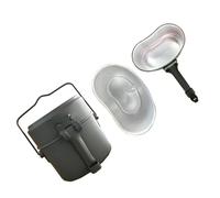 Lunch, Aluminum for 3pcs Camping Set Box Portable in with Large Capacity Storage Lightweight Tin Food Containers Green and Travel Outdoor Use by Men and Women