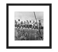Lunch Atop A Skyscraper New York 1932 Iconic Photo 8X8 Inch Square Wooden Framed Wall Art Print Picture with Mount Artery8 Black One Size