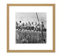 Lunch Atop A Skyscraper New York 1932 Iconic Photo 8X8 Inch Square Wooden Framed Wall Art Print Picture with Mount Artery8 Light Oak One Size