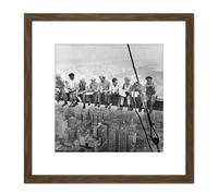 Lunch Atop A Skyscraper New York 1932 Iconic Photo 8X8 Inch Square Wooden Framed Wall Art Print Picture with Mount Artery8 Brown One Size