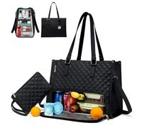 Lunch Bag, 2-in-1 Lunch Bag Handbag Combination, 15.6 Inch Tote Bag with Insulated Lunch Compartment, Lunch Bag, Women's Cool Bag, Thermal Bag for On the Go Work School Office (Black)