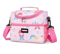 Lunch Bag for Girls Cooler Lunch Box for Children Student Kids Boys Small Insulated Bento Bags for School Picnic with Detachable Strap Two Side Mesh Bottle Holder