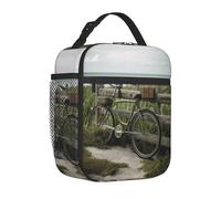 Lunch Bag for Men Women Adults Insulated Lunch Box,Leakproof Cooler Food Lunch Containers Bicycle on Field Reusable Lunch Tote Bags Cute LunchBox for Work, Travel, Outdoor