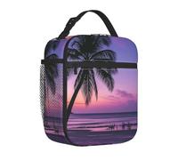Lunch Bag for Men Women Adults Insulated Lunch Box,Leakproof Cooler Food Lunch Containers Palm Tree Purple Sun Reusable Lunch Tote Bags Cute LunchBox for Work, Travel, Outdoor