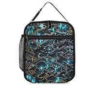 Lunch Bag for Men Women Insulated Lunch Box Coding Pattern Lunchbox Lunch Tote Bag for Work Lunch Bag with Side Pockets