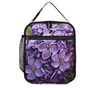 Lunch Bag for Men Women Insulated Lunch Box Purple Floral Lunchbox Lunch Tote Bag for Work Lunch Bag with Side Pockets