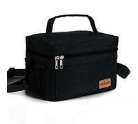 Lunch Bag for Men/Women, Insulated Reusable Lunch Box Leakproof Cooler Tote Bag Freezable with Adjustable Shoulder Strap for Office Work Picnic Beach(Black)