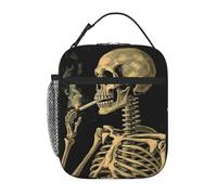 Lunch Bag for Men Women Reusable Insulated Lunchbox A Skeleton with Burning Cigarette Lunch Tote Bag for Work Picnic