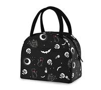 Lunch Bag for Women Men Reusable Insulated Lunch Tote Bag for Office Work School Picnic Hiking, Skull Cat Moon 11, One Size