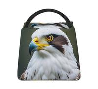 Lunch Bag for Women Men Spear Falcon, White Eagle Lunch Bag Foldable Lunch Tote Bag Reusable Insulated Lunch Box Large Capacity Insulated Cooler Bag for Travel Picnic Work
