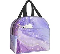 Lunch Bag for Women Pastel Lavender Purple Ink Marble Lunch Box Reusable Insulated Lunch Bag Ladies Men's Lunch Box Suitable for Camping Off