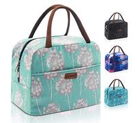 Lunch Bag for Work Cute Lunchboxes Women,Insulated Lunch Cooler,Large Capacity by RONAVO（Mint Green with Flower）