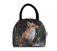 Lunch Bag Forest Wildlife Fox Animal Lunch Box Ice Cooler Insulated Tote Handbag Thermal Portable Zipped Meal Bag for Boys Girls Kids Women Men Work School Office