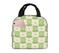 Lunch Bag Funny Cute Frog Animal Insulated Fashionable Durable Box with Pocket and Zipper for Work & Outdoor Picnic Holder Tote Bags