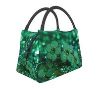 Lunch Bag Insulated Lunch Box for Women Men Green sparkly spring Lunch Tote Bag Reusable Leakproof Cooler Lunch Containers Cute Picnic Bag Portable Cooler Bag for Travel Work Outdoor