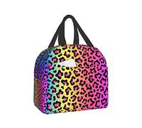 Lunch Bag Insulated Lunch Box Neon Rainbow Leopard Print Reusable Lunch Tote Box Bag Portable Leakproof Cooler