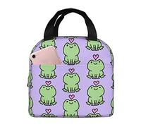 Lunch Bag Kawaii Frog Love Insulated Fashionable Durable Box with Pocket and Zipper for Work & Outdoor Picnic Holder Tote Bags