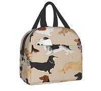 Lunch Bag Long Haired Dachshunds Dogs Tote Bag Lunch Boxes Reusable Insulated Cooler Bag Water-Resistant Thermal Meal Bag Snack Bag