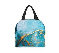 Lunch Bag Marble Blue Gold Liquid Insulated Lunch Box Reusable Lunch Bags Meal Portable Container Tote For Men Women Work Travel Picnic