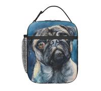 Lunch Bag Pug Dog Theme Lunch Box Reusable Organizer Insulated Tote Cool Bags for School Beach Picnic & Travel