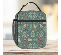 Lunch Bag Swedish Folk Cats Tote Insulated Cooler Kids School Travel