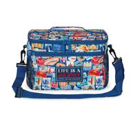Legami - Lunch Bag Travel Stickers Theme Lunch Bag Large Capacity 7.7 Litre Adjustable Shoulder Strap 28 x 17 x 15 cm