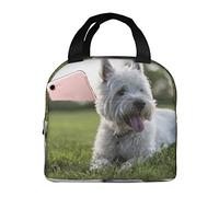 Lunch Bag,Westie Lawn West Highland White Terrier Dogs Insulated Lunch Box Durable Tote Bag Reusable Cooler Bag