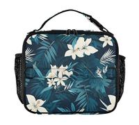 Lunch Bags for Adults Zip Pockets Kids Lunch Box Keeps Food Warm Bag for School and Travel Tropical Leaves White Bloom