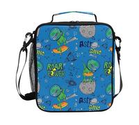 Lunch Bags for Kids Boys Girls Toddler, Dinosaurs in Space Reusable Insulated Lunch Box, Lunch Cooler Bag Organizer with Adjustable Shoulder Strap