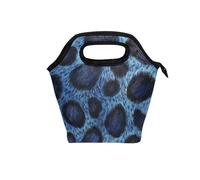 lunch bags for women with Curved handle lunch box for kids Water-Resistant small insulated cooler bag for Picnic Camping Blue Leopard Skin Texture