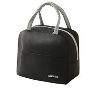 Lunch Bags, Insulated Lunch Bag Reusable Lunch Box Lunch Tote Waterproof Grocery Bag to School Office Work for Kids, Adults, Children (Black)
