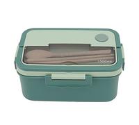 Lunch Box 1500ml Heat Resistant Plastic Compartmentalized Food Container with Portable Handle Leak Proof Design Includes Chopsticks Spoon for Office School Outdoor Picnic (Matcha Green)