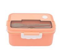Lunch Box 1500ml Heat Resistant Plastic Compartmentalized Food Container with Portable Handle Leak Proof Design Includes Chopsticks Spoon for Office School Outdoor Picnic (Pink)