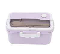 Lunch Box 1500ml Heat Resistant Plastic Compartmentalized Food Container with Portable Handle Leak Proof Design Includes Chopsticks Spoon for Office School Outdoor Picnic (Taro Purple)