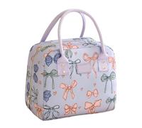 Lunch Box Bag - Polyester And Aluminum Foil 25x15.5x21cm | Reusable And Leak Proof Insulated Bag | Large Capacity Bow Style Lunch Container For Travel Picnic