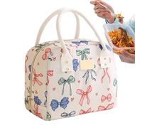 Lunch Box Bag - Polyester And Aluminum Foil 25x15.5x21cm | Reusable And Leak Proof Insulated Bag | Large Capacity Bow Style Lunch Container For Travel Picnic