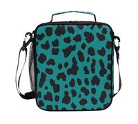 Lunch Box for Boys Girls Adults Teal Leopard Print Lunchbox Insulated Lunch Bag with Adjustable Shoulder Strap Kids Tote Bags Cooler for Work School Picnic