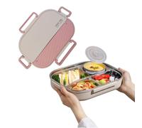 Lunch Box for Kids & Adults - Leak-Proof Bento Lunch Box Stainless Steel 1500ml/2000ml, 4 Compartments, BPA-Free, with Soup Pot, Meal Prep & Food Storage Container for School, Work, Travel