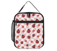 Lunch Box for Men Adult Women Reusable Lunch Bag Cute Pink Plaid Red Ladybug Insulated Small Lunchbox