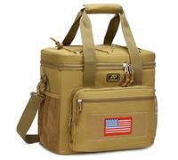 Lunch Box for Men, Tactical Lunch Bag MOLLE Webbing Leakproof Insulated Large Lunch Cooler Women Adult Meal with Adjustable Shoulder Strap Durable Lunch Pail (Brown)