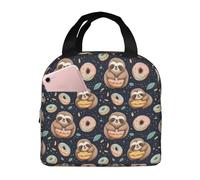 Lunch Box for Women Men, Cute Sloth Donut Print Insulated Lunch Bag Cooler Bag, Large Capacity Leakproof Reusable Lunch Tote for Work Office Picnic Travel