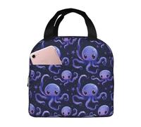 Lunch Box for Women Men, Kawaii Purple Octopus Print Insulated Lunch Bag Cooler Bag, Large Capacity Leakproof Reusable Lunch Tote for Work Office Picnic Travel