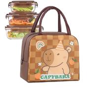 Lunch Box Insulated Capybara, Thermal Waterproof Lunch Box with Ergonomic Handle, Durable Portable Food Storage Bag with Zipper Closure, Perfect for Men Women Daily Commuting Travel Hiking Picnic Camp