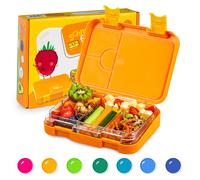 Lunch Box Kids Snack Box 6 Compartment Container Portable Food Storage Orange