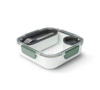 Lunch Box Multi Section & Fork | Leak-proof Microwave Safe | Green | Black+Blum