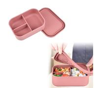 Lunch Box, Silicone Lunch Box for Adults, Shatterproof and Leak-Proof Bento Box, Dishwasher Safe and Microwave Safe,for Work, Office and On The Go, 800 Ml (Pink)