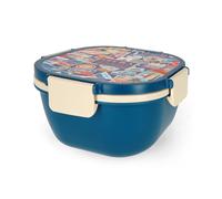Legami - Lunch Box, Lunch Box, Travel Stickers, 1 Fork, 1 Tray with Compartments, 1 Removable Seasoning Holder Included, Capacity 1700 ml, 19 x 10.7 x 19 cm