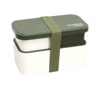 Lunch Container - 1450ml Stackable Bowl, Leakproof Design | 2 Tier Box with Removable Cutlery Set Sealing Strap Dishwasher Safe PP Material for Office College Picnic Travel, 19.6x10.8x12.4cm