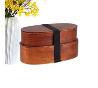 Lunch Container Box - Wooden Thermal Insulation Bowl - Double-Layer Students Lunch Box - for Vegetables Sandwiches Fruits School Camping Spring Trip Commuting Picnic Music Festival